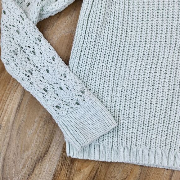 💛Lauren Conrad Mint Loose Knit Cropped Sweater Medium - Picture 5 of 8